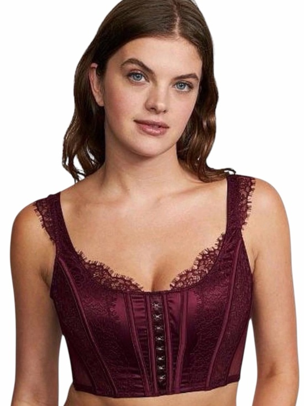 VICTORIA’S SECRET EMBROIDERY CAP-SLEEVE CORSET TOP